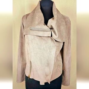 Umgee Asymmetrical Zip Sueded Jacket Stretch Size Large